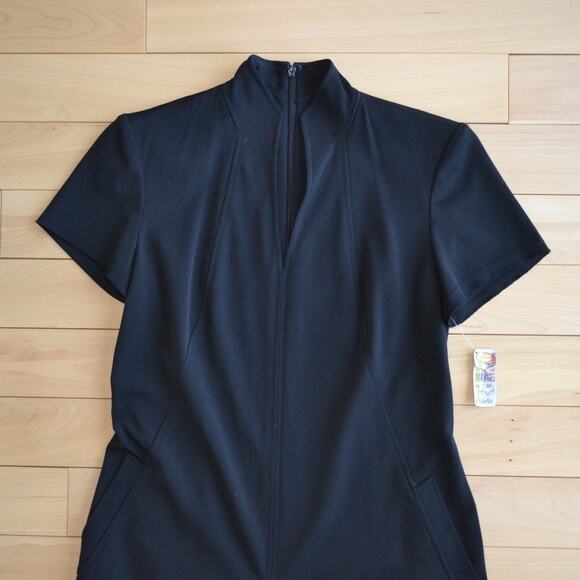 NWT Talbots Black Midi Dress Short Sleeve Shift Size 6P - Picture 2 of 4